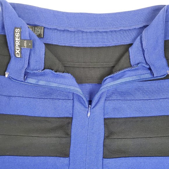 Express Bandage Bodycon Blue and Black Striped Party Skirt - Picture 6 of 11